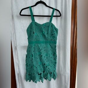Chic Teal Lace Mini Dress